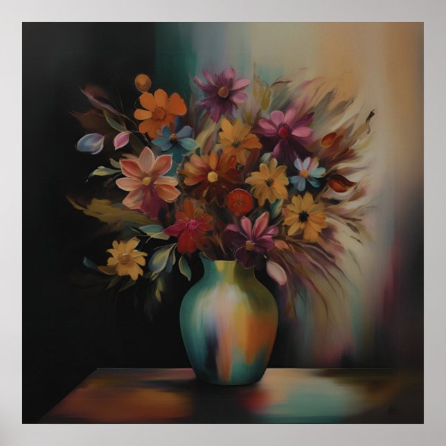 Poster Elegância Floral a Óleo (Frente)