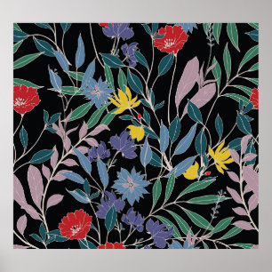 Poster Elegância Floral: Fundo da Vintage do Abstrato