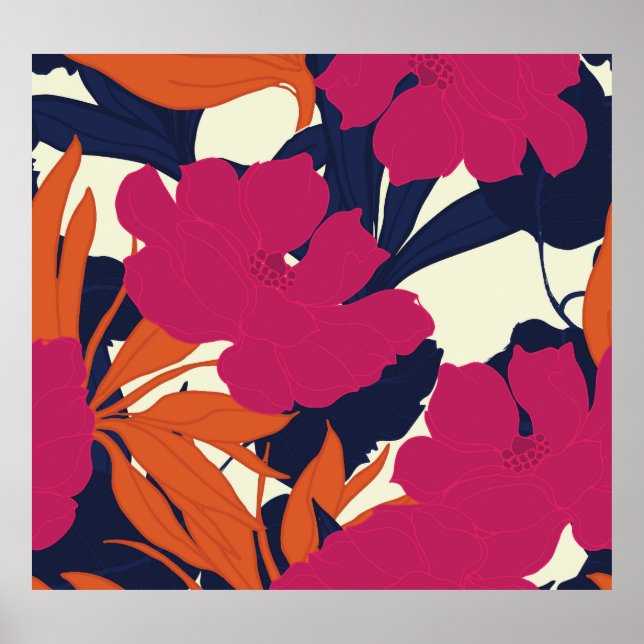 Poster elegância floral: padrão abstrato (Frente)