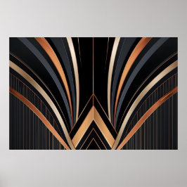Poster Elegância Geométrica Metálica Art Déco