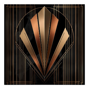Pôster Elegância Geométrica Metálica Art Déco