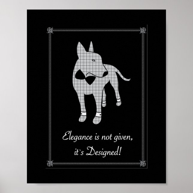 Poster Elegância Inglesa Bull Terrier Black tie art pet (Frente)