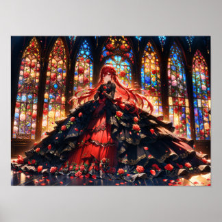 Poster Elegância Rosa Carmesim 