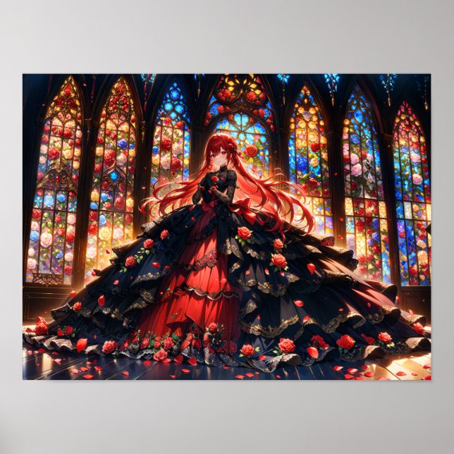 Poster Elegância Rosa Carmesim  (Frente)