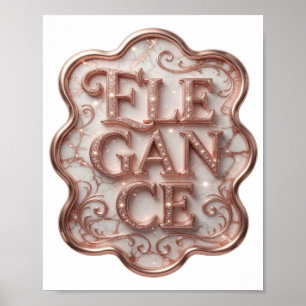 Poster Elegância Rosa Esbelta Design Gráfico