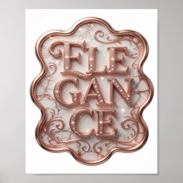 Poster Elegância Rosa Esbelta Design Gráfico (Frente)