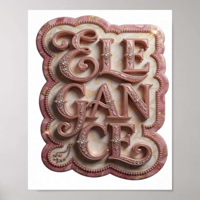 Poster ELEGÂNCIA Rosa Limpa Design Gráfico (Frente)