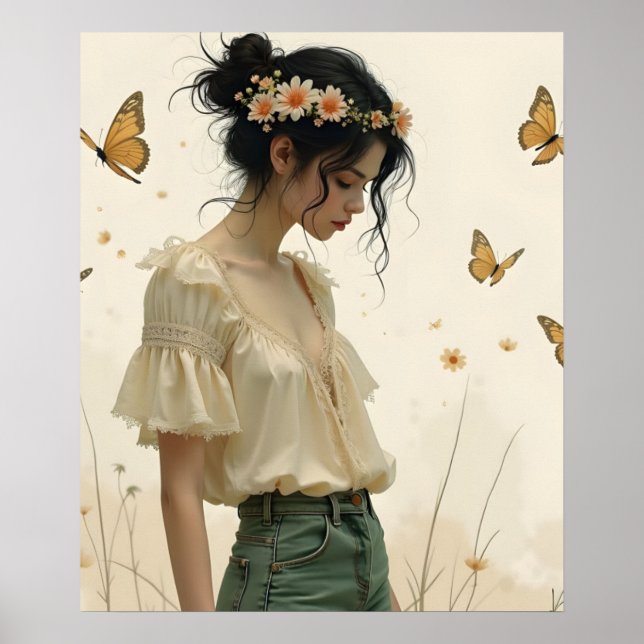 Poster Elegância Suave em uma Dança de Borboleta (Frente)