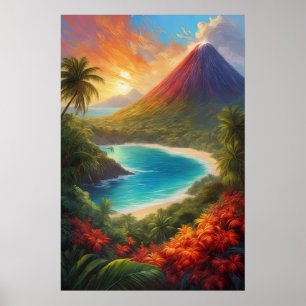 Poster Elegância Tropical, Orange Dusk