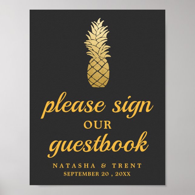 Poster Elegância tropical | Sinal de Casamento de Ananás (Frente)