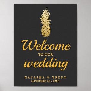Poster Elegância tropical Sinal de Casamento de Ananás