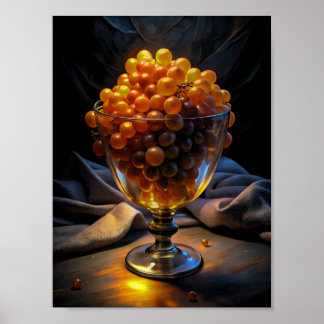 Poster "Elegância Vibrante: Uvas Laranja em Vidro".