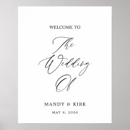 Poster Elegant 16x20 Welcome Wedding Sign | Personalized 