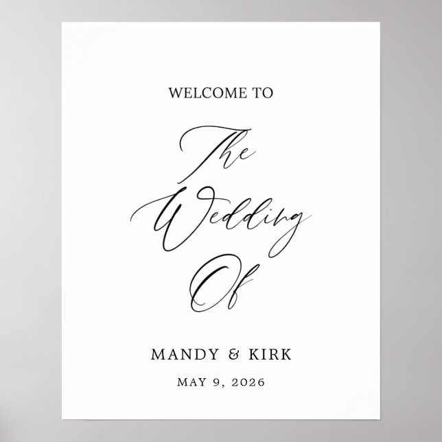 Poster Elegant 16x20 Welcome Wedding Sign | Personalized  (Frente)