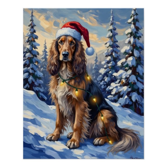 Pôster Elegant Afghan Hound Winter Wonderland Christmas (Frente)