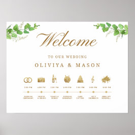 Poster Elegant and Minimal Wedding Order of Events Sign 