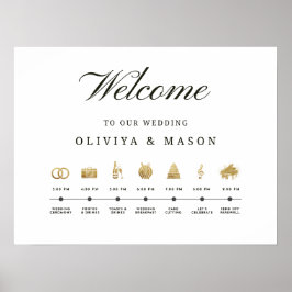 Poster Elegant and Minimal Wedding Order of Events Sign