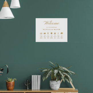 Poster Elegant and Minimal Wedding Order of Events Sign 
