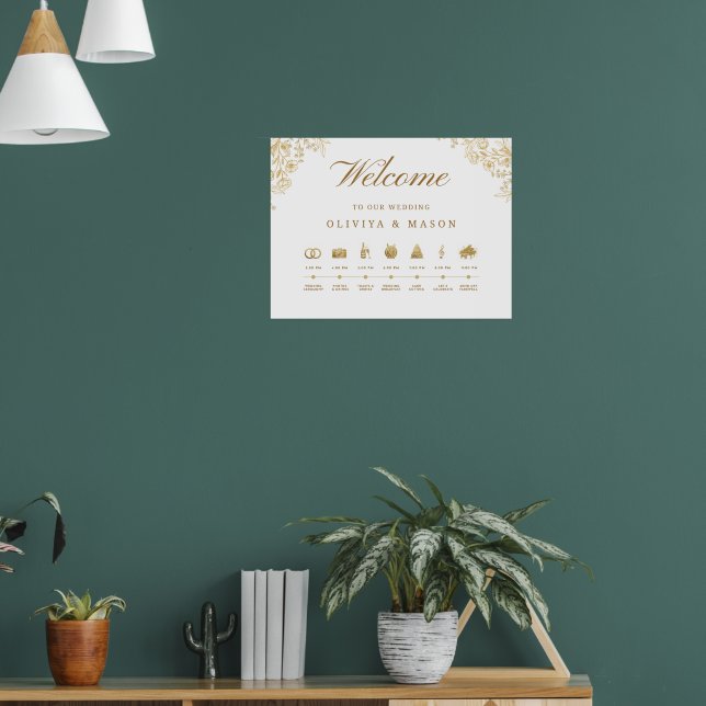 Poster Elegant and Minimal Wedding Order of Events Sign  (Sala de Estar 1)