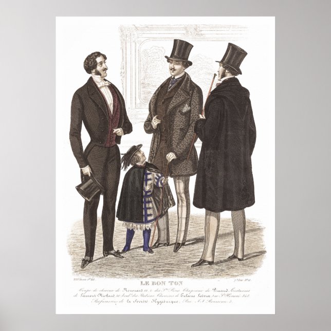 Poster Elegant Biedermeier Gentlemen in Top Hats (Frente)
