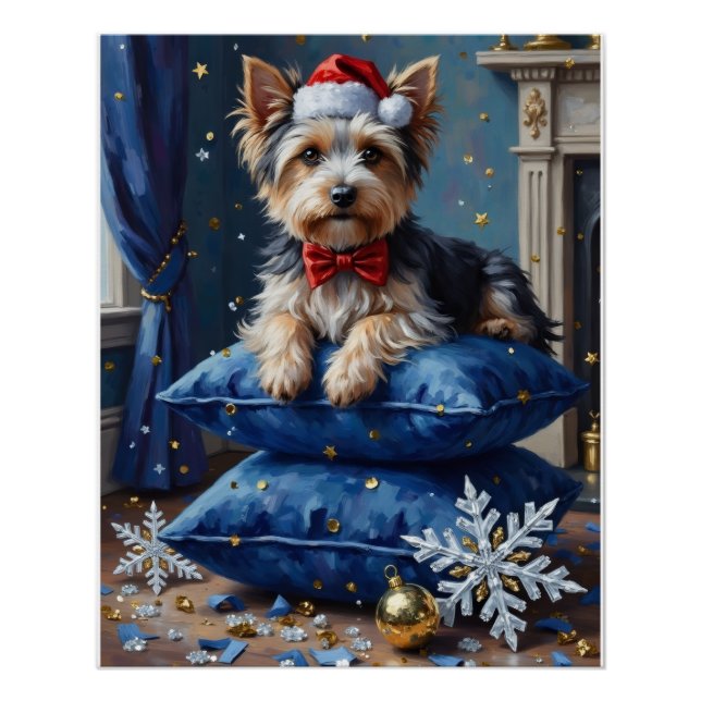 Pôster Elegant Biewer Terrier Dog Velvet Christmas (Frente)
