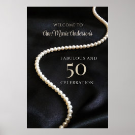 Poster Elegant Black 50 and Fabulous Welcome