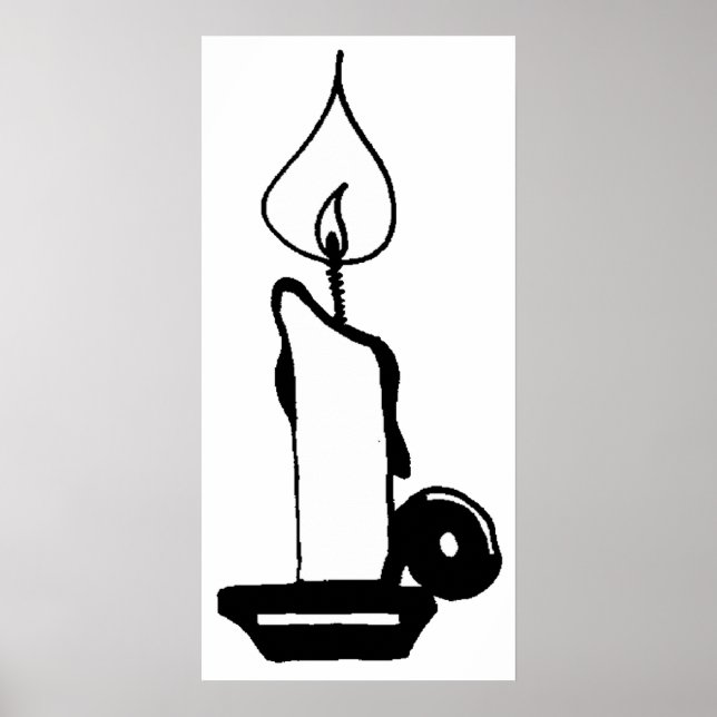 Poster Elegant Black And White Vintage Burning Candle (Frente)