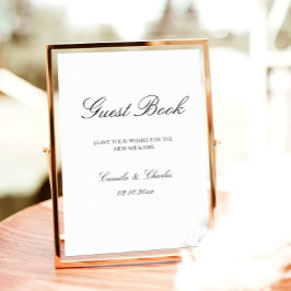Poster Elegant Black and White Wedding Guest Book 
