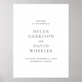 Poster Elegant Black and White Wedding Welcome Sign