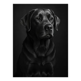 Pôster Elegant Black Labrador Portrait - Monochrome Dog