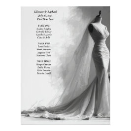 Pôster Elegant Black & White Wedding Seating Chart 