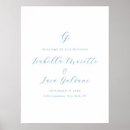 Poster Elegant Blue and White Coastal Chic Wedding