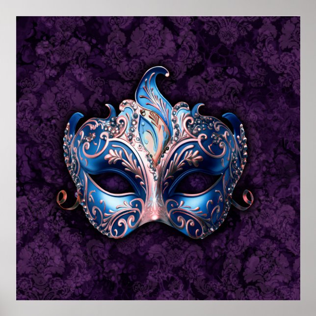 Poster Elegant Blue Masquerade Mask (Frente)