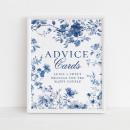 Poster Elegant Blue Toile Chinoiserie Advice Cards Sign