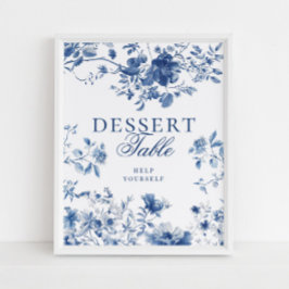 Poster Elegant Blue Toile Chinoiserie Dessert Table Sign