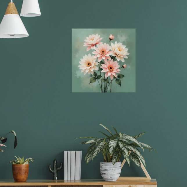 Poster Elegant Blush Chrysanthemum Art (Sala de Estar 1)