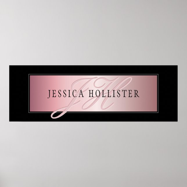 Poster Elegant Blush Faux Rose Gold | Name & Initials (Frente)