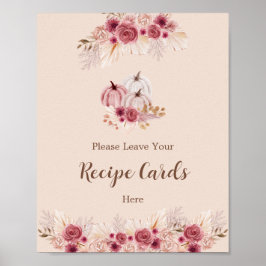Poster Elegant Boho Fall Leave Your Recipe Card Here