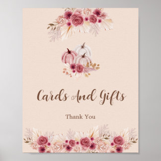 Poster Elegant Boho Fall Pumpkin Cards and Gifts 