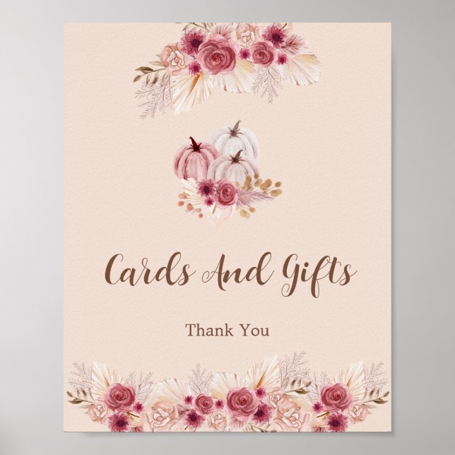 Poster Elegant Boho Fall Pumpkin Cards and Gifts  (Frente)