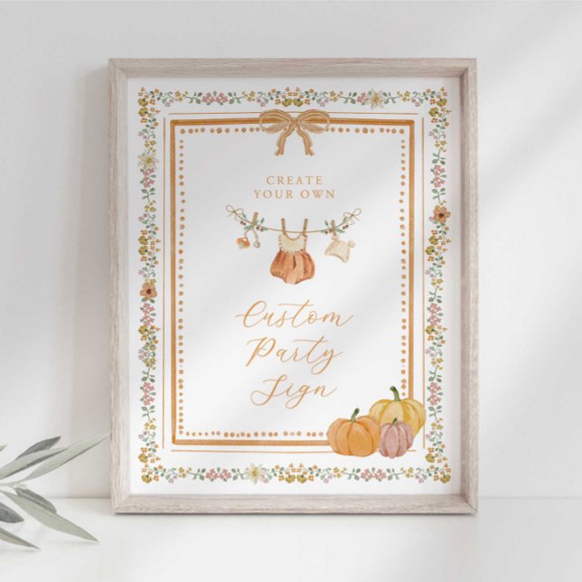 Poster Elegant Bow Fall in Love Baby Shower Custom Sign (Criador carregado)