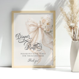 Poster Elegant Bow Floral Baby Shower Diaper Raffle