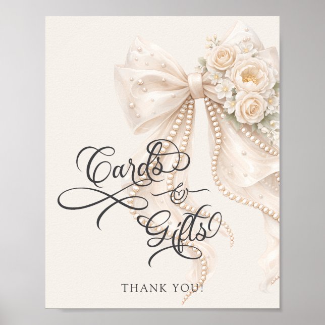 Poster Elegant Bow Floral Cards and Gifts (Frente)