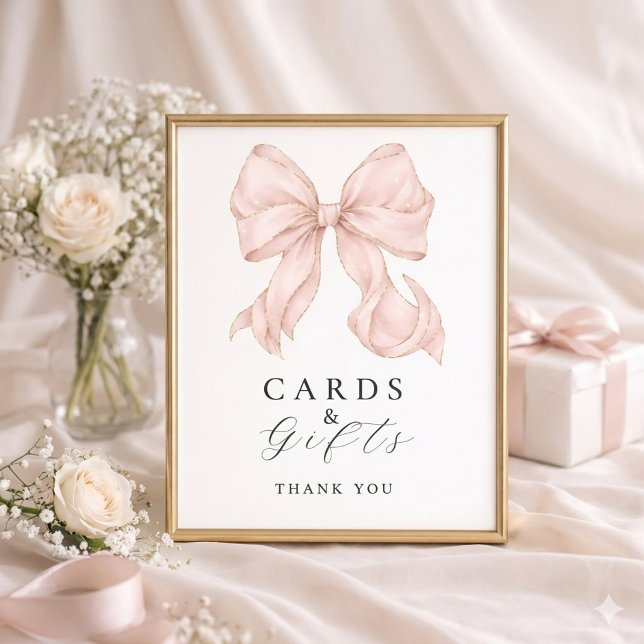 Poster Elegant, cards y gifts bridal shower pink bow. (Criador carregado)