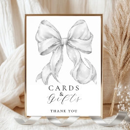 Poster Elegant, cards y gifts bridal shower white bow.