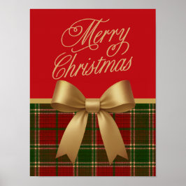 Poster Elegant Christmas Plaid Collection with Gold Bow