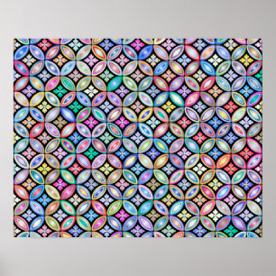 Poster Elegant Colorful Abstract Stained Glass Pattern