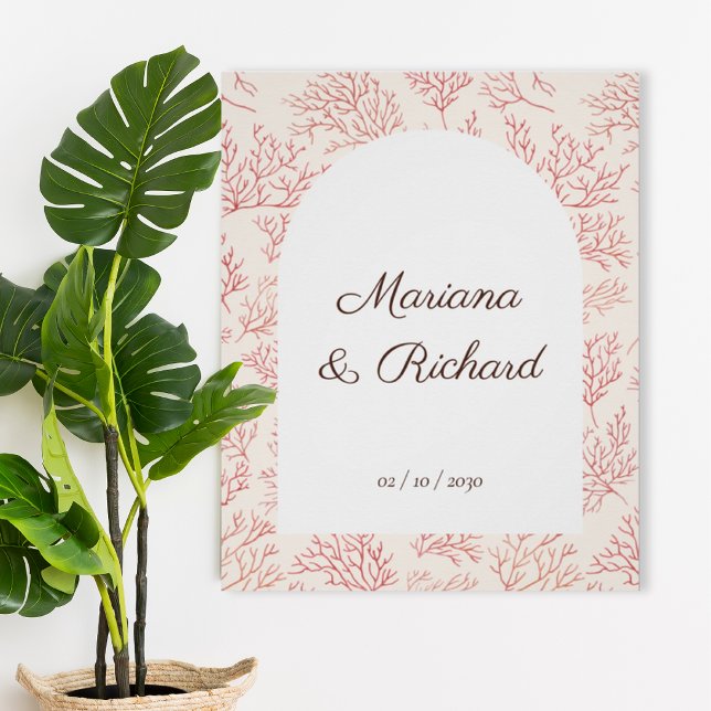 Pôster Elegant Coral Reef Wedding Poster (Criador carregado)