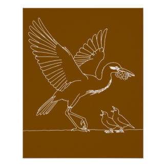 Pôster Elegant Crane Bird illustration 