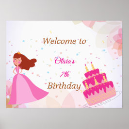 Poster Elegant Disney princess birthday welcome sign
